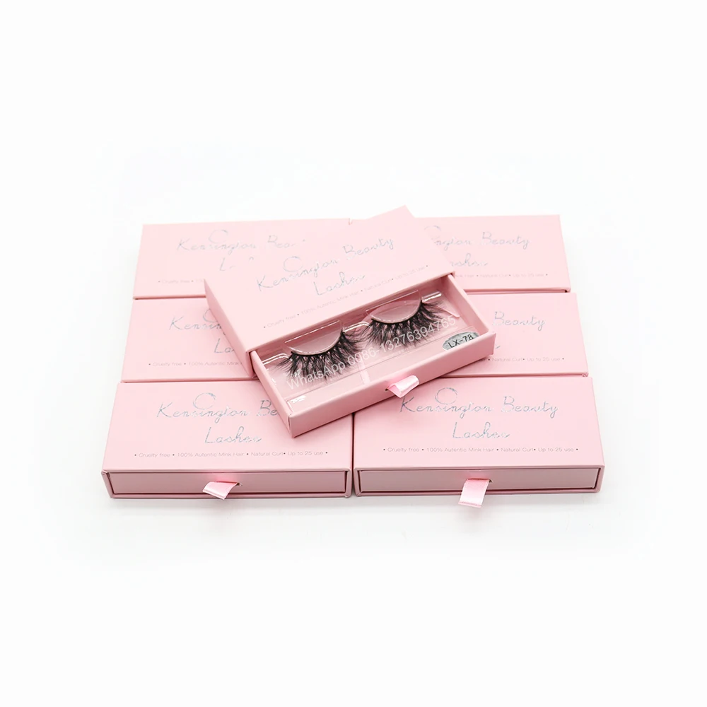 

Baby Pink Drawer Eyelash Case Free Plastic Tray Wholesale Mink Eyelashes Crisscross 3D Lashes Custom Lashbox Packaging With Logo