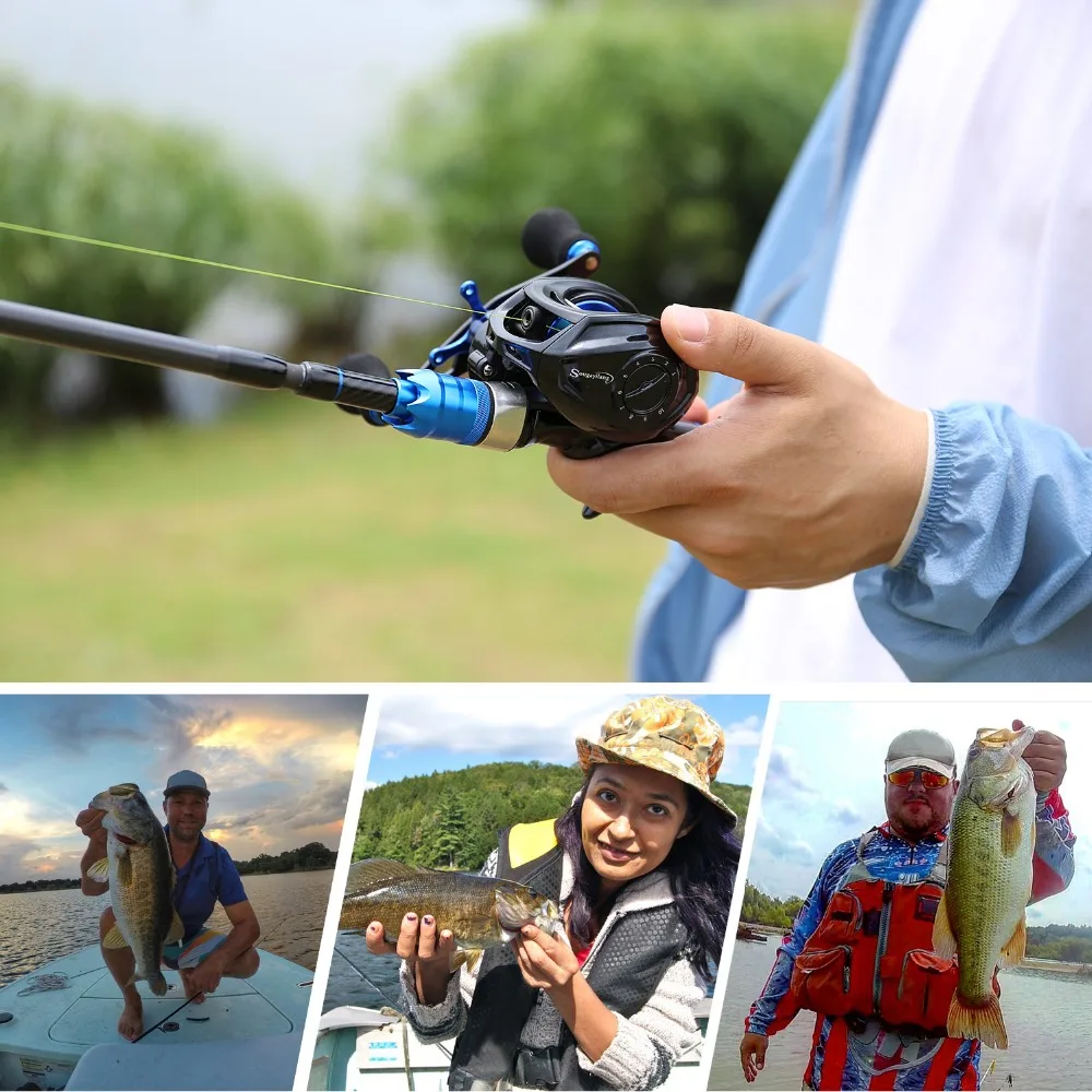 

Sougayilang 1.8m 2.1m Fishing Pole and Baitcasting Reel Combo Carbon 4 Sections Casting Lure Rod and Casting Fishing Wheels Set