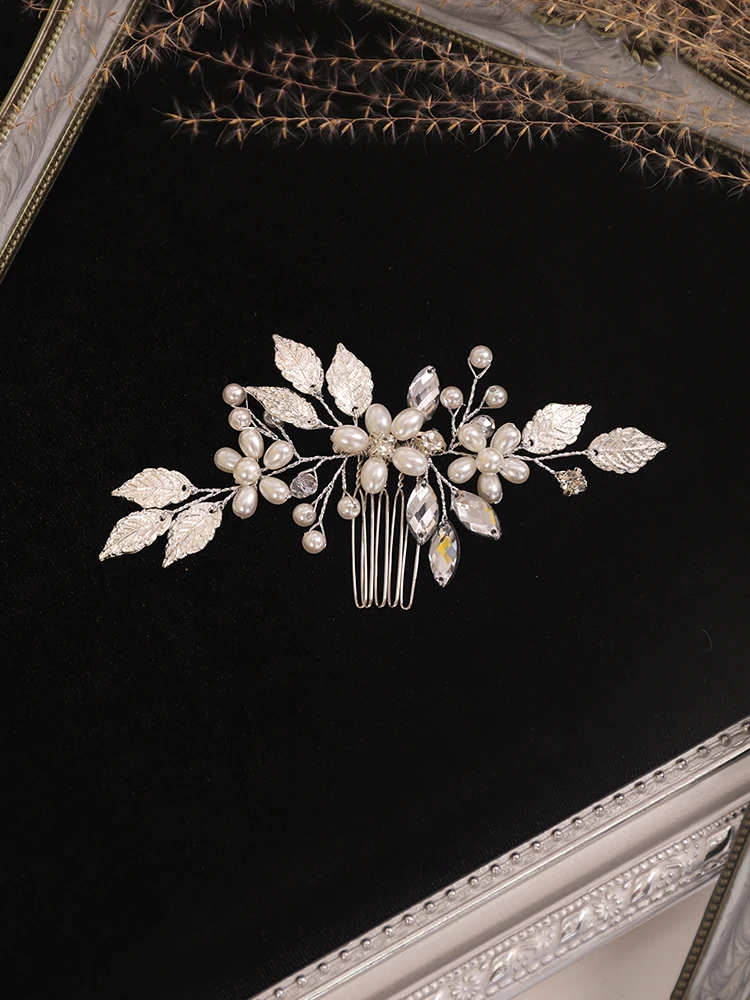 Винтажная Серебряная Свадебная заколка для волос в виде листа | Свадьбы и