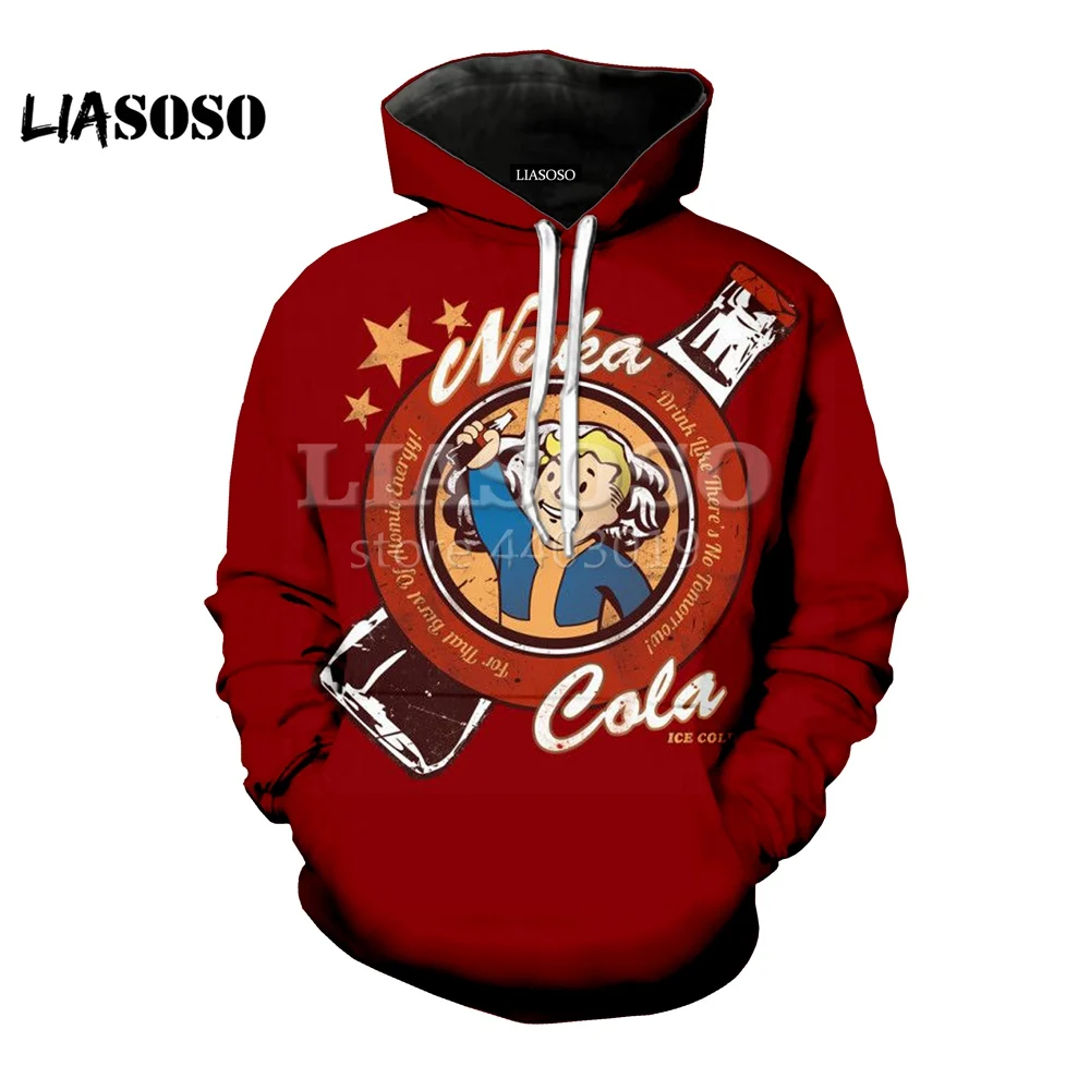 

LIASOSO 2020 New 3D Color Printing TOP Clothes Fallout 4 Game Character Women's Men's 3D Printing Casual Loose Hooded SE1086