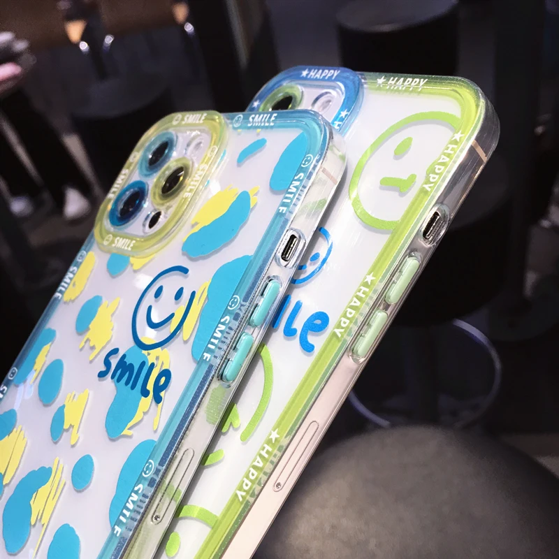Cute Cartoon Smile Leopard Clear Phone Case For iPhone 14 Pro Max 13 12 11 XS XR X 7 8 Plus SE Transparent Soft Shockproof Cover