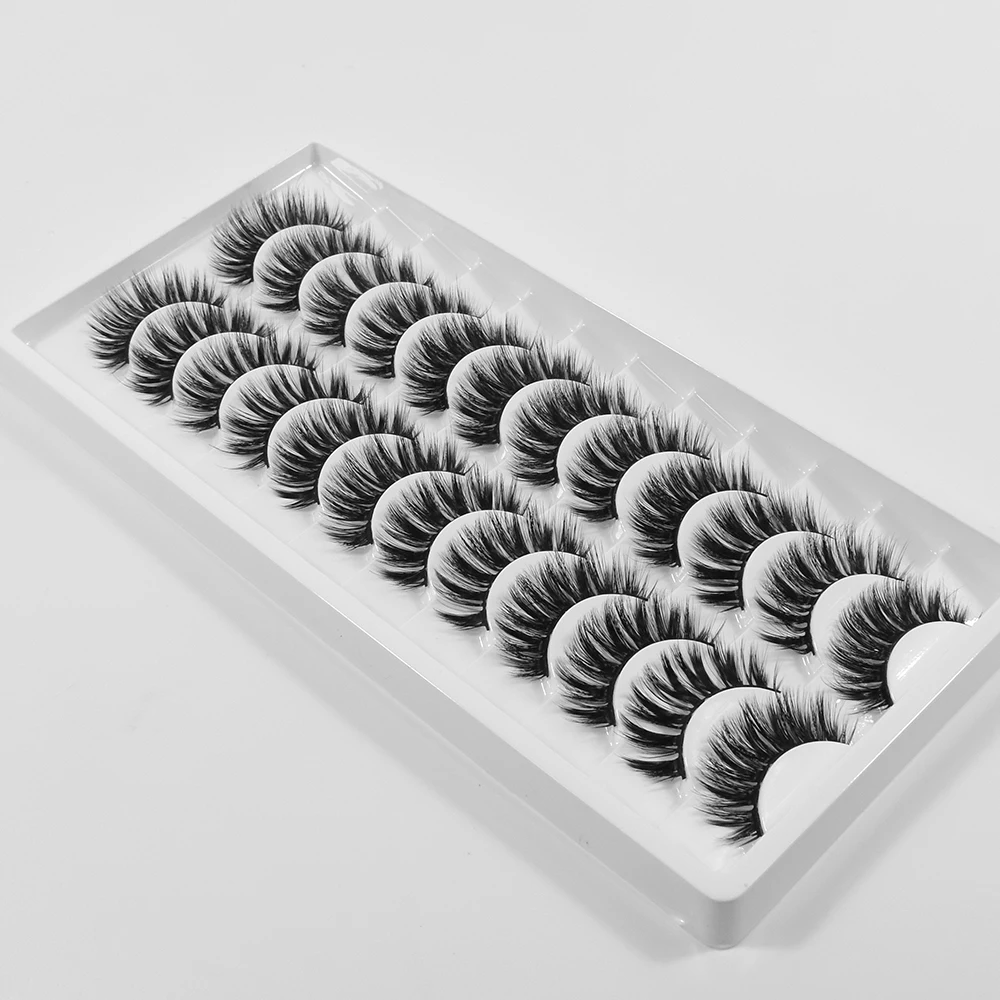 

2021 5/8/12Pairs False Eyelashes Natural Long 3D Mink Lashes Fluffy Faux Cils Makeup Tools Eyelash Extension Reusable
