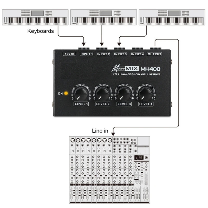 

Hot 4 Channel Professional Sound Mixer Ultra Low-Noise Audio Sound Mixer Amplifier for Keyboards,Musical Instruments EU Plug
