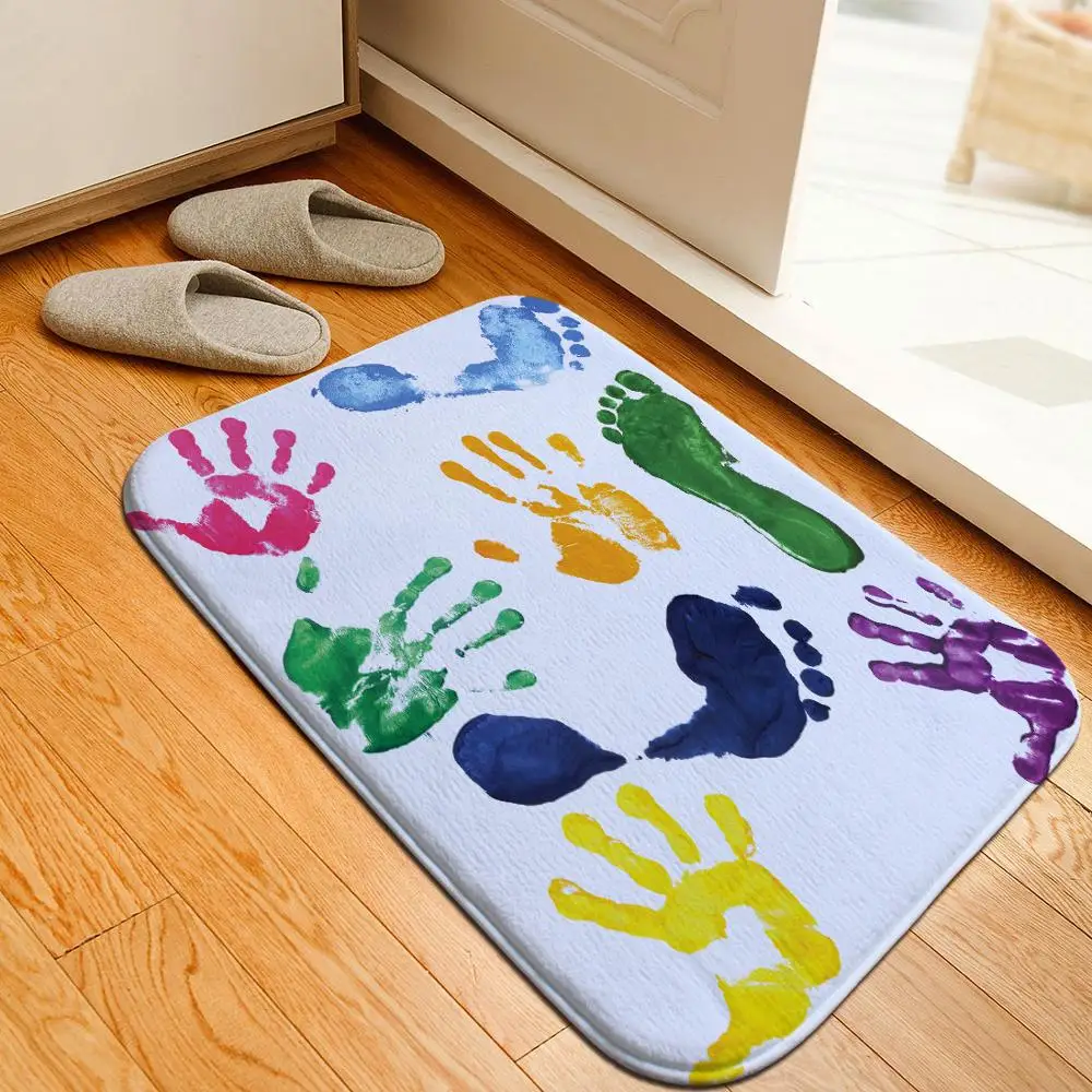 Разноцветный коврик для ванной комнаты с ручным принтом нескользящий кухонный