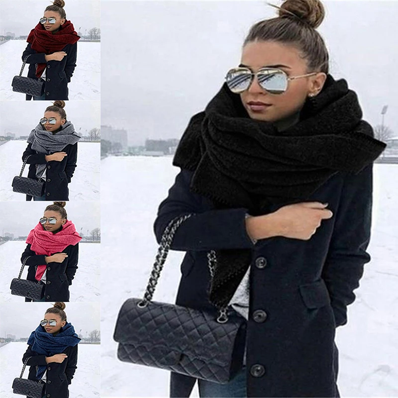 

Female Solid Color Wild Shawl Scarves Women Windproof Wraps Casual New Fashion Winter Warm Big Scarf Clothing Accessories