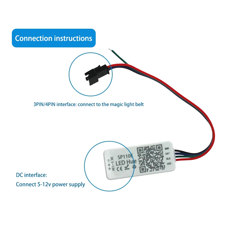 

SP110E Bluetooth Smart Led Controller Pixel Light For WS2811 WS2812b WS2813 SK6812 WS2815 RGB RGBW Full Color Led Strip