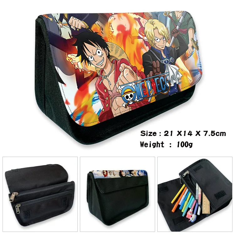 

Animation One Piece: Monkey D. Luffy cartoon pencil case canvas zipper pencil case large capacity student stationery box