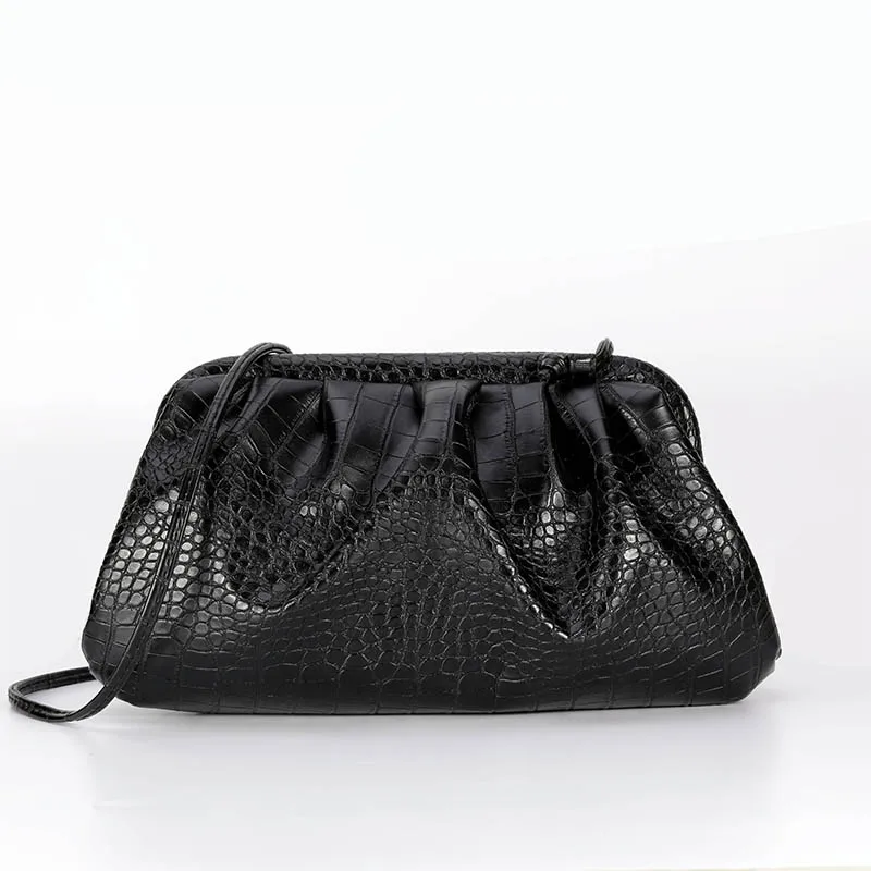 

women bag crocodile print bag Cloud bag Soft Leather Madame Bag Shoulder Dumpling Bag Handbag Clutches bags Messenger Bag #55