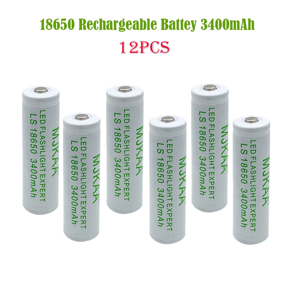 

12 шт. 100% Новый оригинальный 18650 3,7 в 3400 мАч белый литиевый перезаряжаемый аккумулятор для фонарика