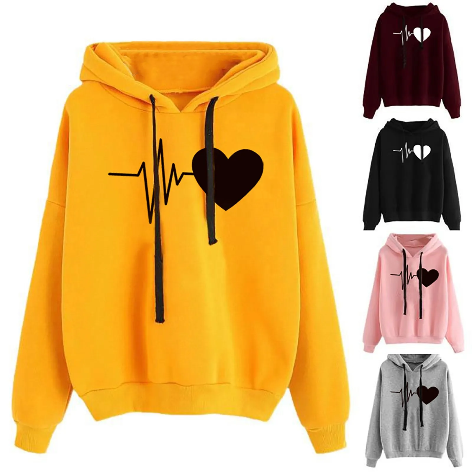 

Ladies Call Love Printing Long-sleeved Hooded Sweater Warm Top Autumn/winter Hoodie Sports Fashion New Pullover Top Women