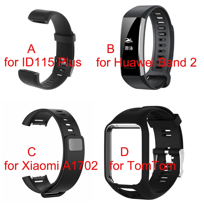 

ID115 Plus Wrist Band Strap Huawei Band 2 pro Replacement Silicone Watchband Amazfit A1702 Smart Watch Bracelet for TomTom