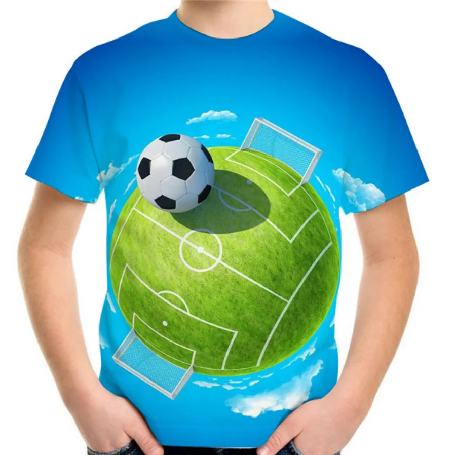 

2021 Summer Children Boys And Girls 3D Cartoon T-shirt Children Short-sleeved Funny Clothes Baby Sports Football Jersey