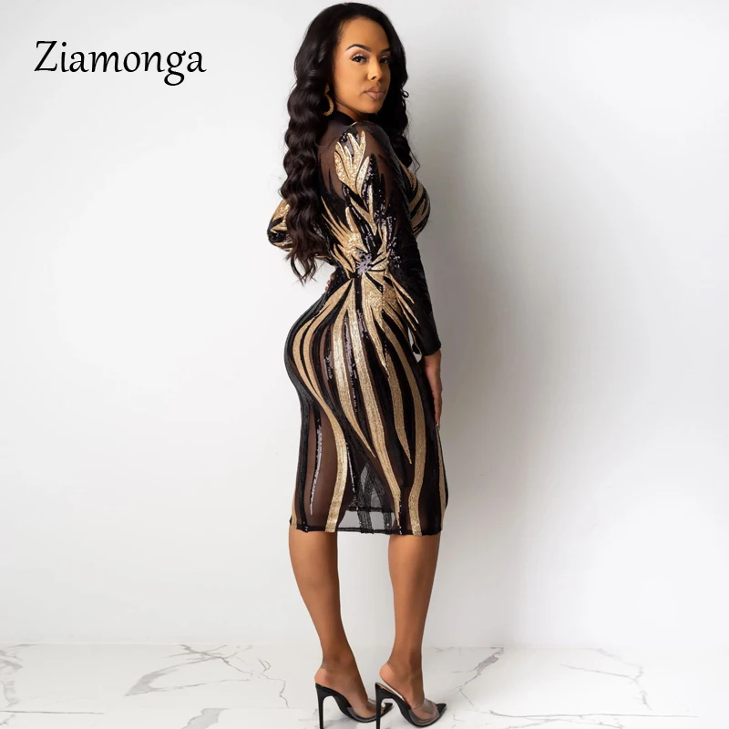 Ziamonga вечернее сексуальное черное золотое платье с блестками женское глубоким V