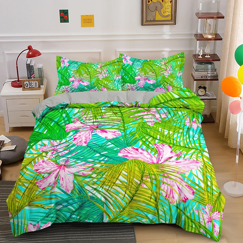 

Nordic Leaves And Pineapple Print Bedding Sets Queen King Single Double Duvet Quilt Blanket Cover Set Bedclothes With Pillowcase
