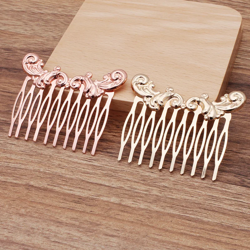 10 Зубцов винтажный Бронзовый лист расческа для волос женский цветочный мотив