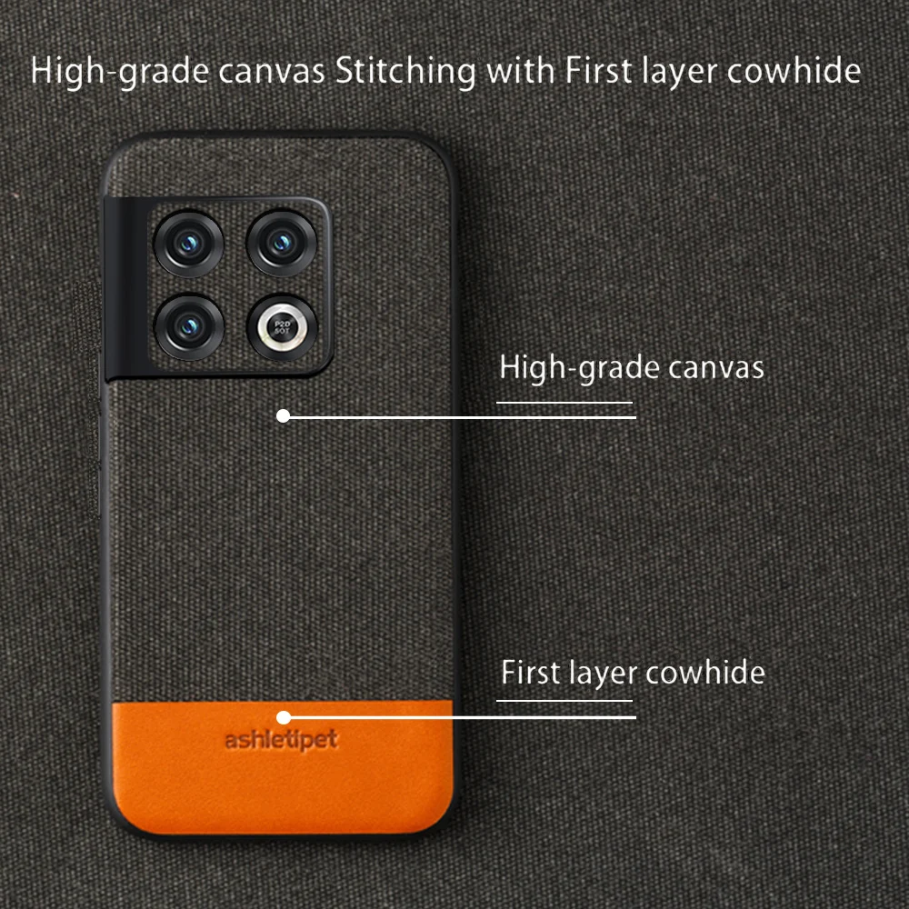 canvas leather phone case for oneplus 10 pro case one plus 10pro fabric back cover shockproof luxury shell armor free global shipping