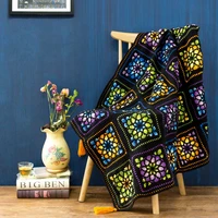 susans family inlaid rose window mosaic crochet diy blanket kit sofa mat blanket tea ceremony crochet blanket materials package