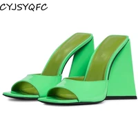 cyjsyqfc women candy color peep toe sandals summer chunky high heels ladies slippers beach outdoor crude heel woman mules shoes