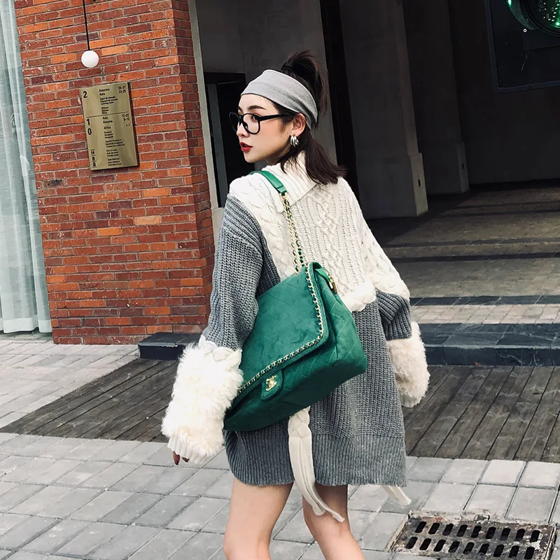 

QING MO Casual Oversized Women Sweater 2019 Women Patchwork Color Cardigans Sweater Female Winter Knitted Sweater ZQY2070