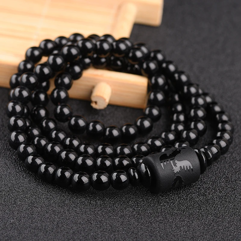 Браслет из обсидиана для мужчин и женщин пара стильных студенческих личностей