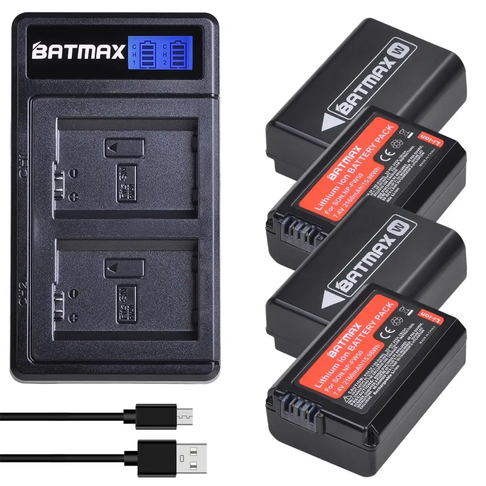 Аккумулятор для фотоаппарата Batmax NP FW50 NPFW50 2160 мАч + двойное зарядное устройство с
