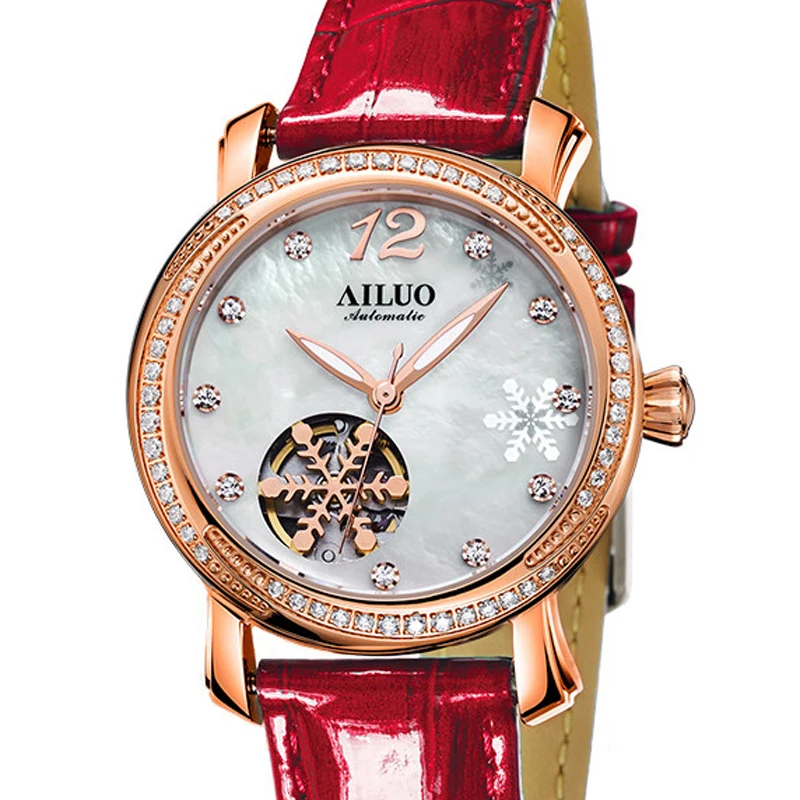 Франция роскошный бренд AILUO женские часы кожаный ремешок Япония автоматические