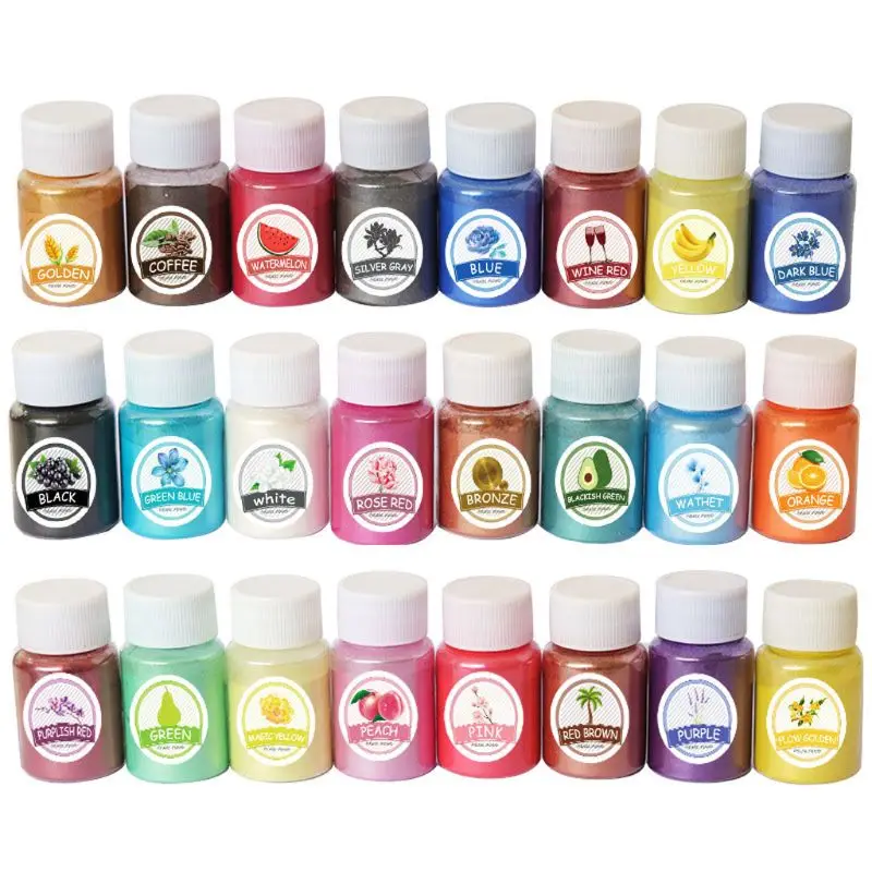 

24 Colors Mica Mineral Powder Epoxy Resin Pigment Pearlescent Pigment Colorant