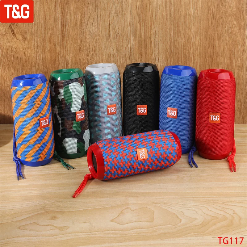 T&G TG117 Portable Bluetooth Speaker Wireless Bass Column Waterproof Outdoor Music Vibro Speakers TF Card Subwoofer Loudspeaker