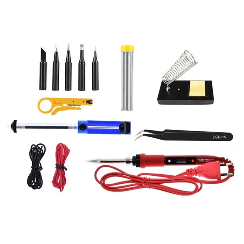 

908S Электрический паяльник Комплект 80 Вт 220V ЖК-дисплей Температура Регулируемый паяльник Комплект сварки набор инструментов, штепсельная в...
