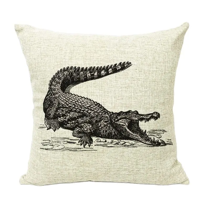 Чехол для подушки с рисунком крокодила и птицы гитара кролик домашний двор декор