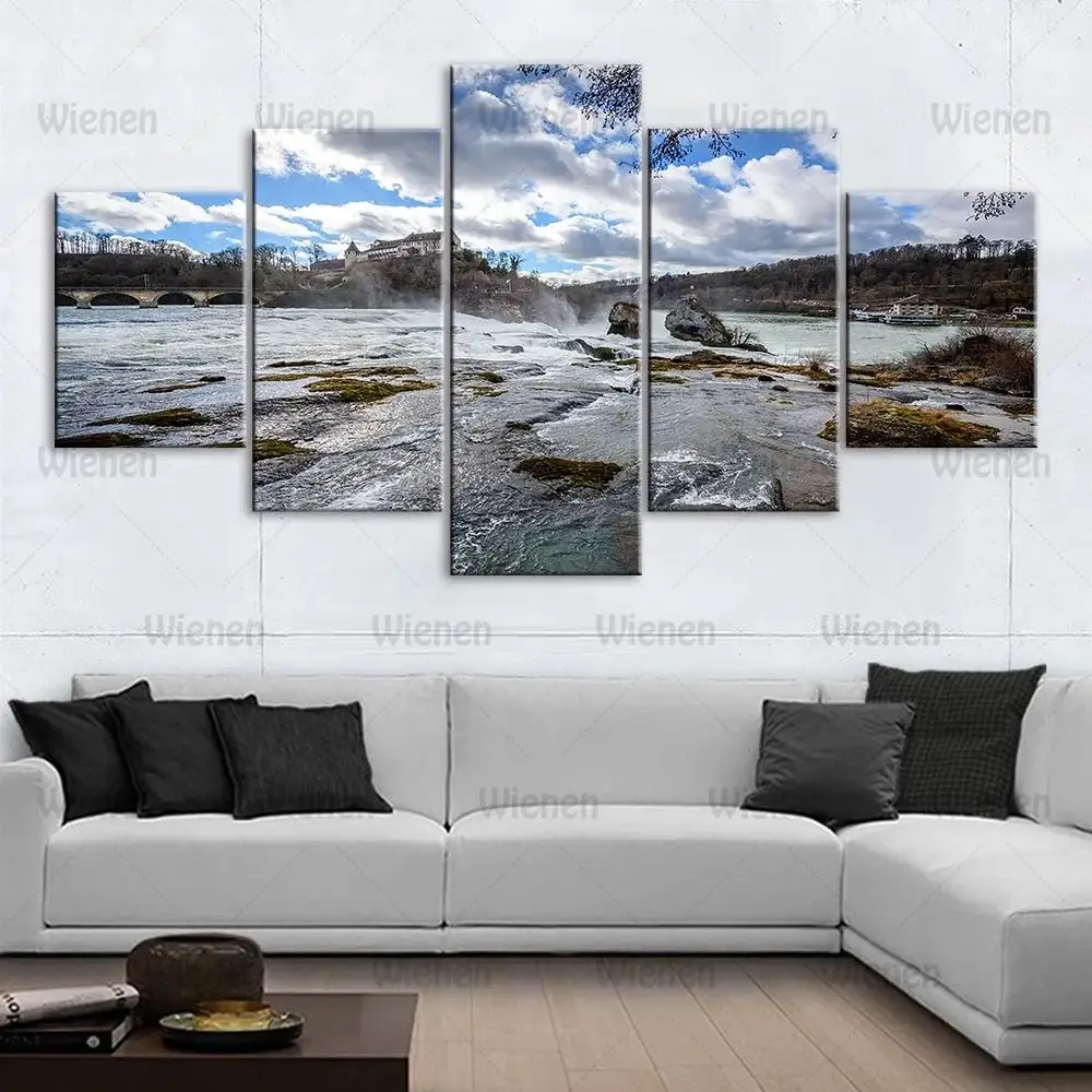 

5 Panel Pictures Wall Artwork Scenery Modular Hd Prints Painting River Poster Canvas Nature Home Decor For Living Room Framed