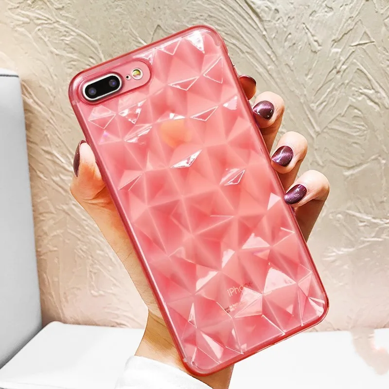 Роскошный 3D-чехол с алмазной текстурой для iPhone 5 6 6S 7 8 Plus мягкий прозрачный