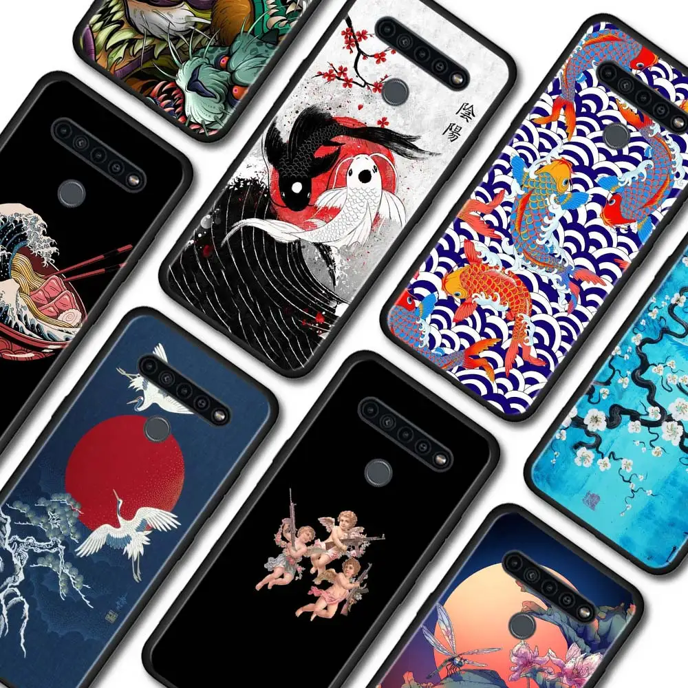

Black Soft Case for LG K40 K40s K41s K50s K51s K61 G6 G7 G8 ThinQ Q51 Q60 Q61 Q70 Cover Japanese style Art Japan Phone Shell