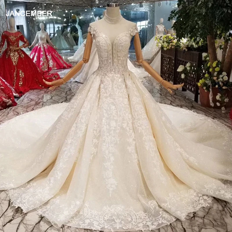 Платье для свадьбы HTL055 простое а силуэта 2020 с высоким воротом рукавами