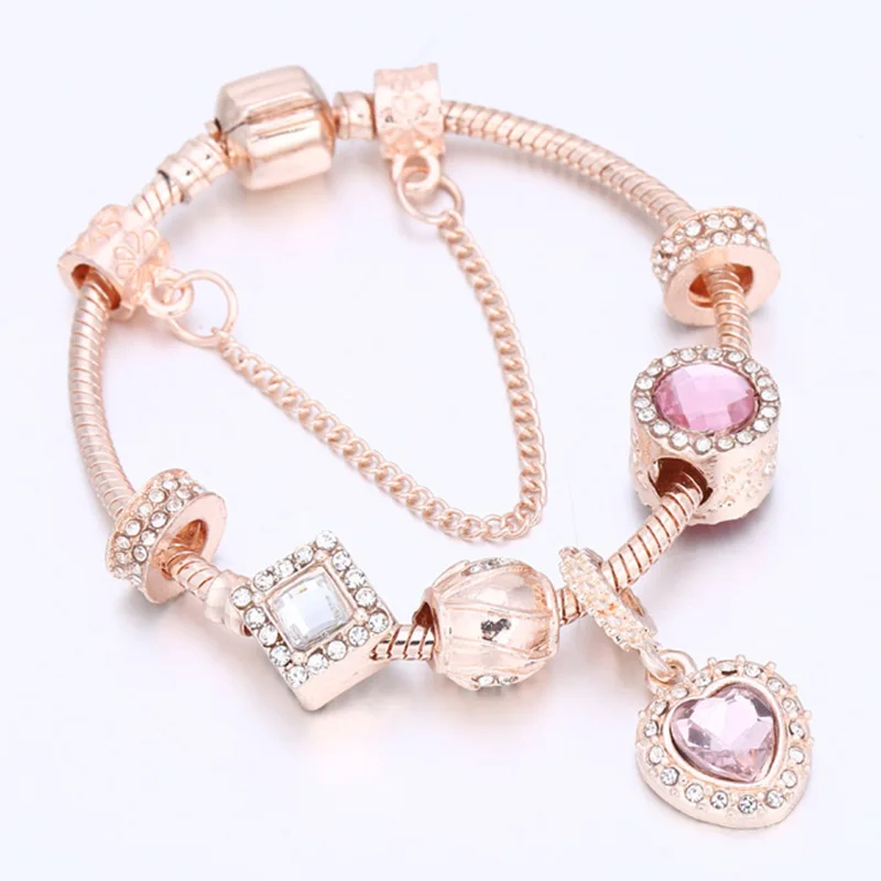 Boosbiy Dropshipping Европейский стиль моды сердце бусины чарм браслет подходит оригинальный для женщин ювелирных изделий Pulseras on.