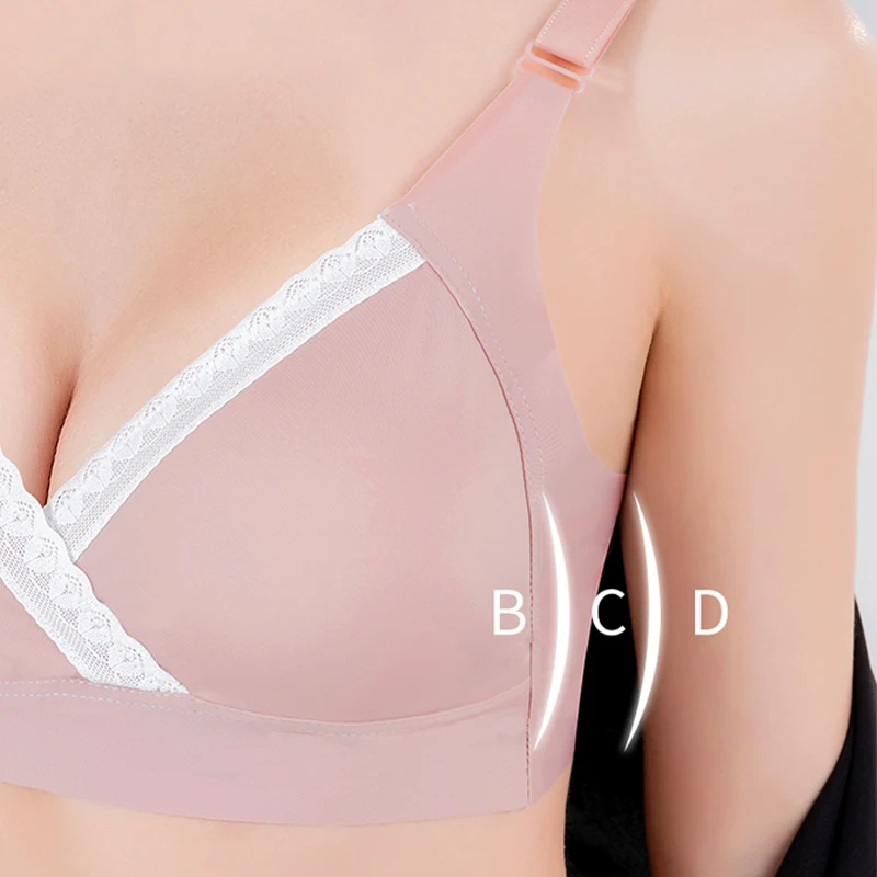 Sujetador de maternidad transpirable para lactancia, ropa interior c&oacute;moda de algod&oacute;n para alimentar a beb&eacute;, sin bordes, amigable con la piel-4