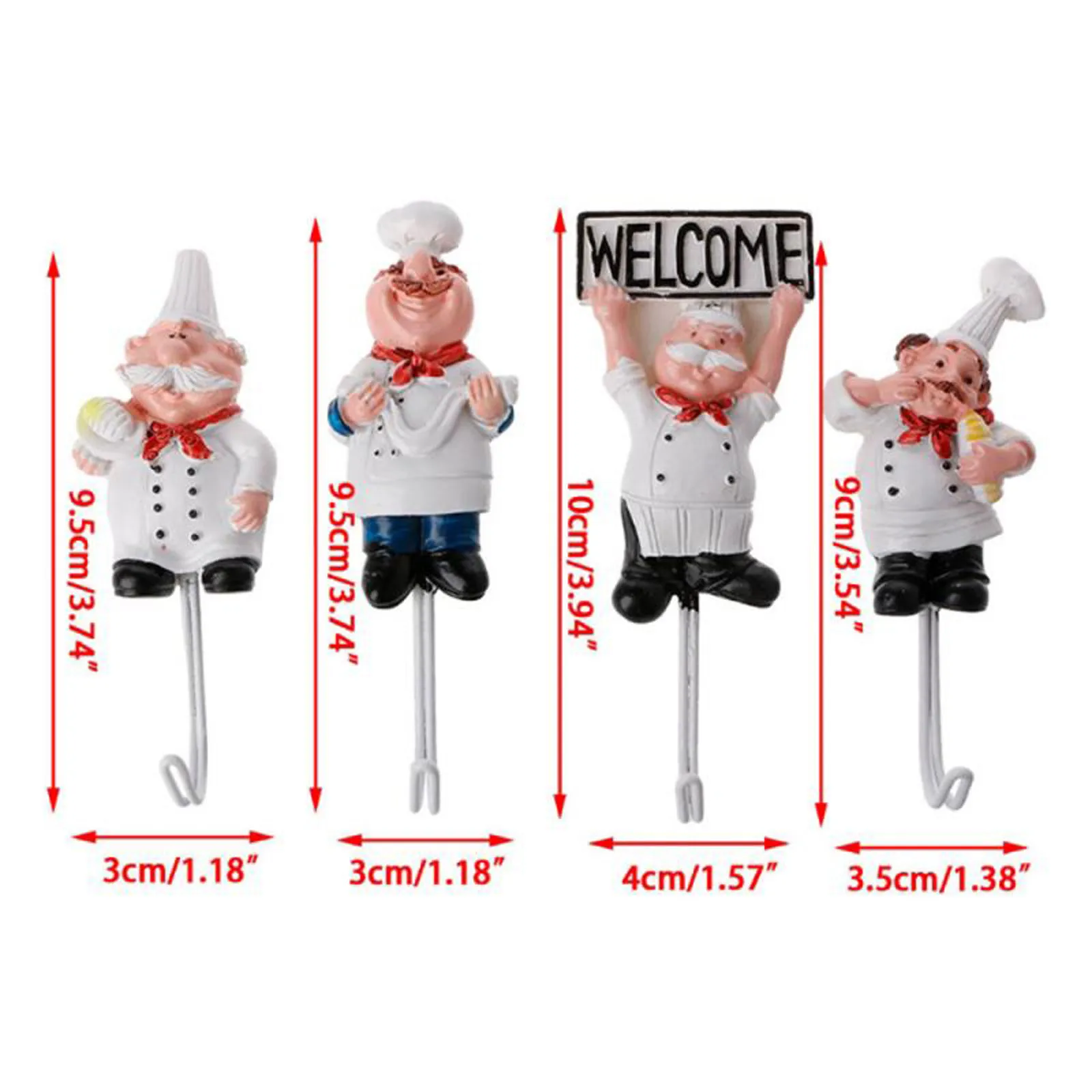

Creative Cartoon Chef Shape Stainless Steel Hooks Wall Door Clothes Coat Hat Hanger Kitchen Bathroom Rustproof Towel Hooks Decor