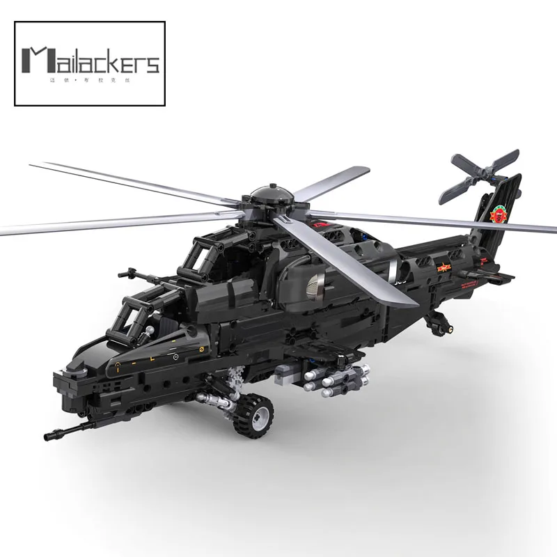 

Военные технические строительные блоки Mailackers MOC, модель вертолета, военное оружие, радиоуправляемый самолет, строительные блоки, игрушки дл...