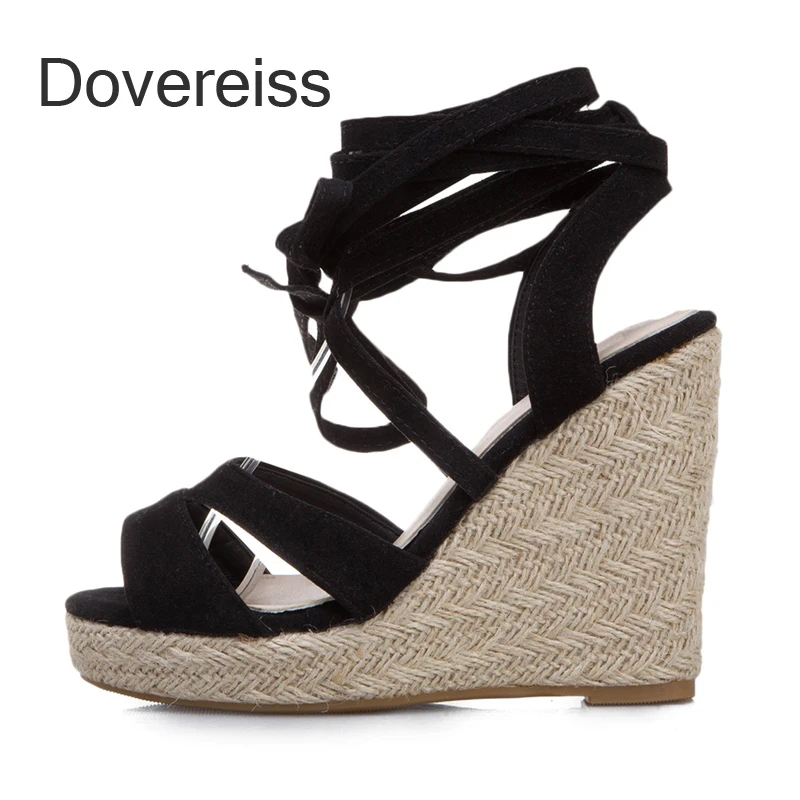 

Summer Women Wedges brown Sandals Fashion Sexy New Narrow Band Waterproof Ankle Strap Consice Height 34-50