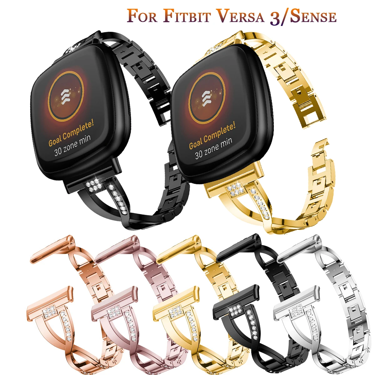 Starp For Fitbit Versa 3 4/Sense Diamond For Fitbit Versa /Versa 2/Lite Men's Women's Bracelet Replacement Wristband Accessories