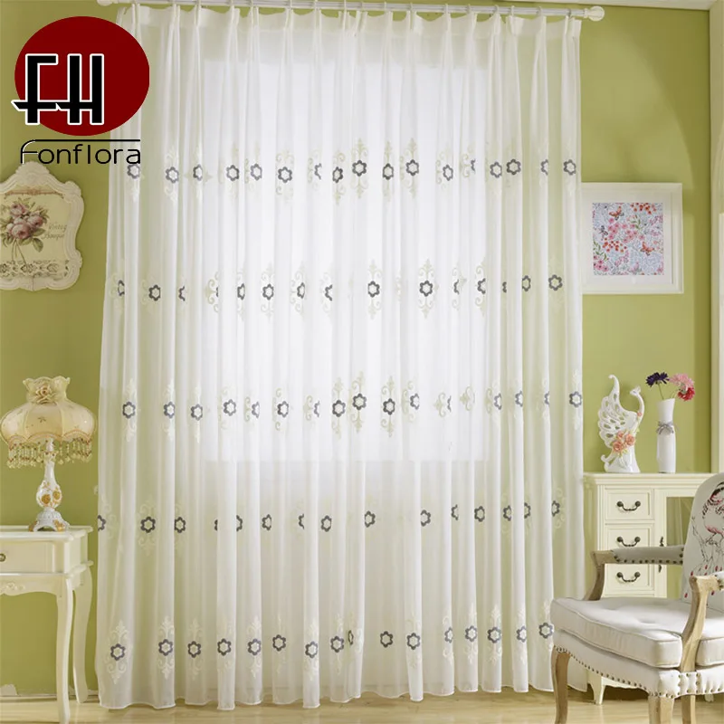 Белые тюлевые шторы с цветочной вышивкой для гостиной спальни прозрачные