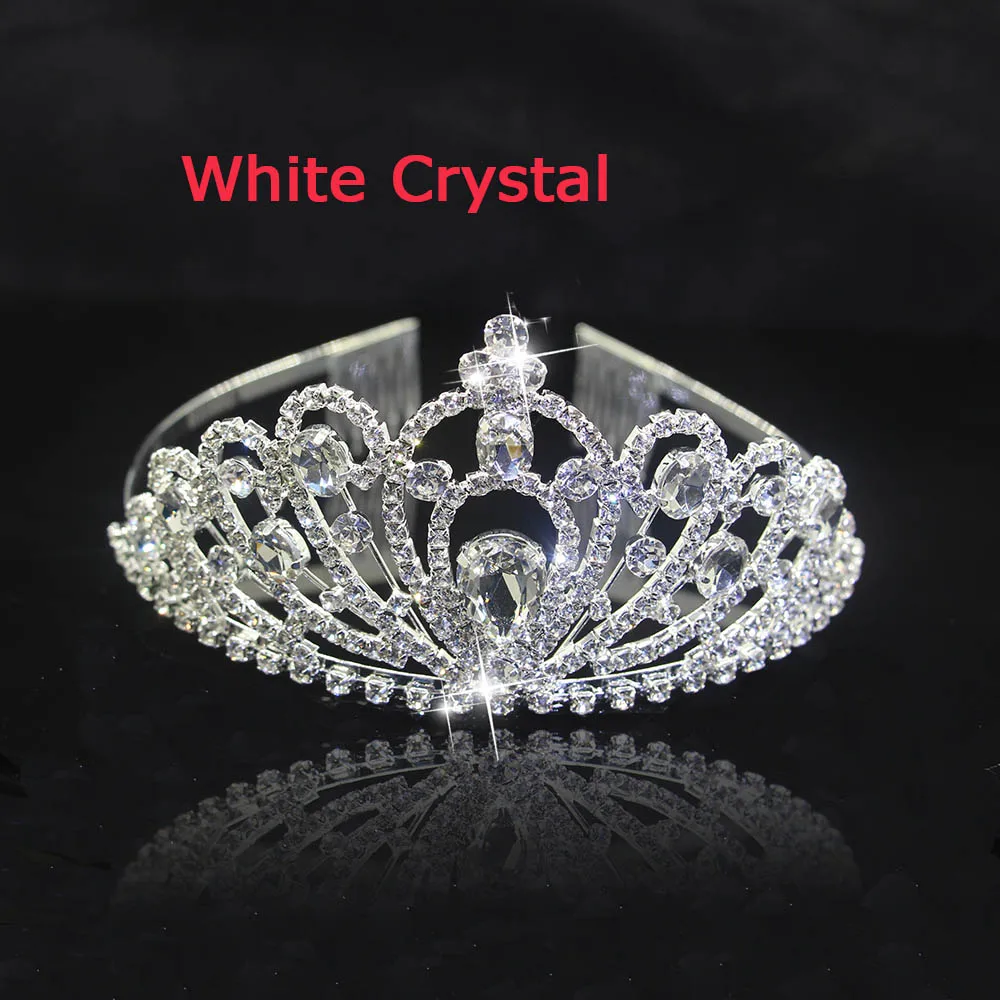 silver White AINAMEISI, 5 цветов, Кристальные диадемы, аксессуары для волос, золотые, серебряные короны, головной убор для девочек, модная свадебная корона, украшения для волос - Окраска металла: silver White