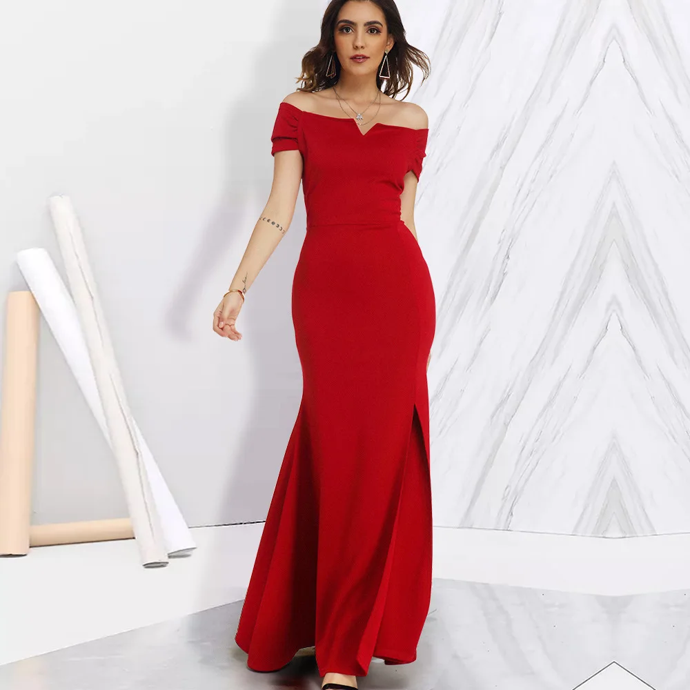 Летнее Новое модное базовое длинное платье женское элегантное сексуальное с