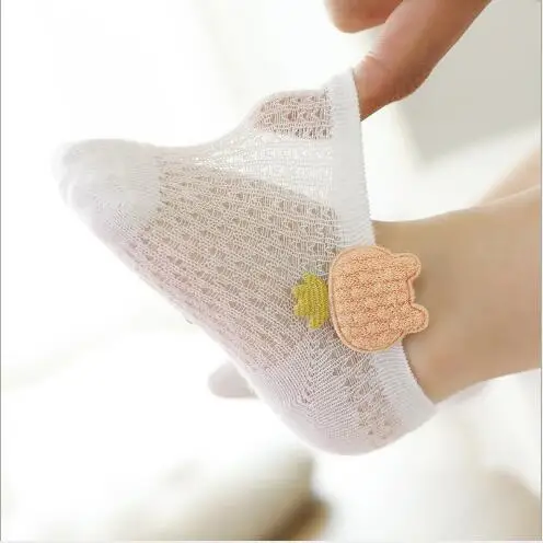 

4 pairs Summer new children's socks mesh breathable thin baby socks cute accessories combed cotton boy girl boat socks