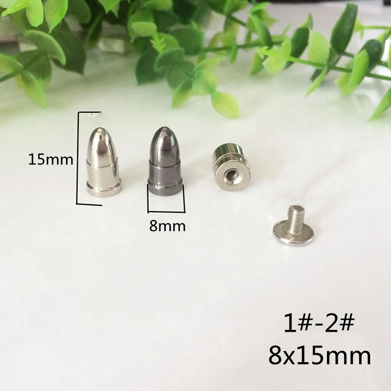 1(8x15mm) Латунные шипы в форме пули панк одежды заклепки Шпильки для сумки, шляпы, обуви, кожаный чокер diy аксессуар для рукоделия - Цвет: 1(8x15mm)