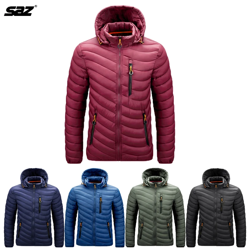 

Мужская теплая водонепроницаемая куртка SAZ, Повседневная теплая плотная куртка с капюшоном, ветрозащитная парка для осени и зимы, 2021