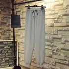 Трикотажные женские укороченные шаровары с высокой талией, однотонные брюки с завязками, повседневные зимние теплые Спецодежда, брюки с морковкой