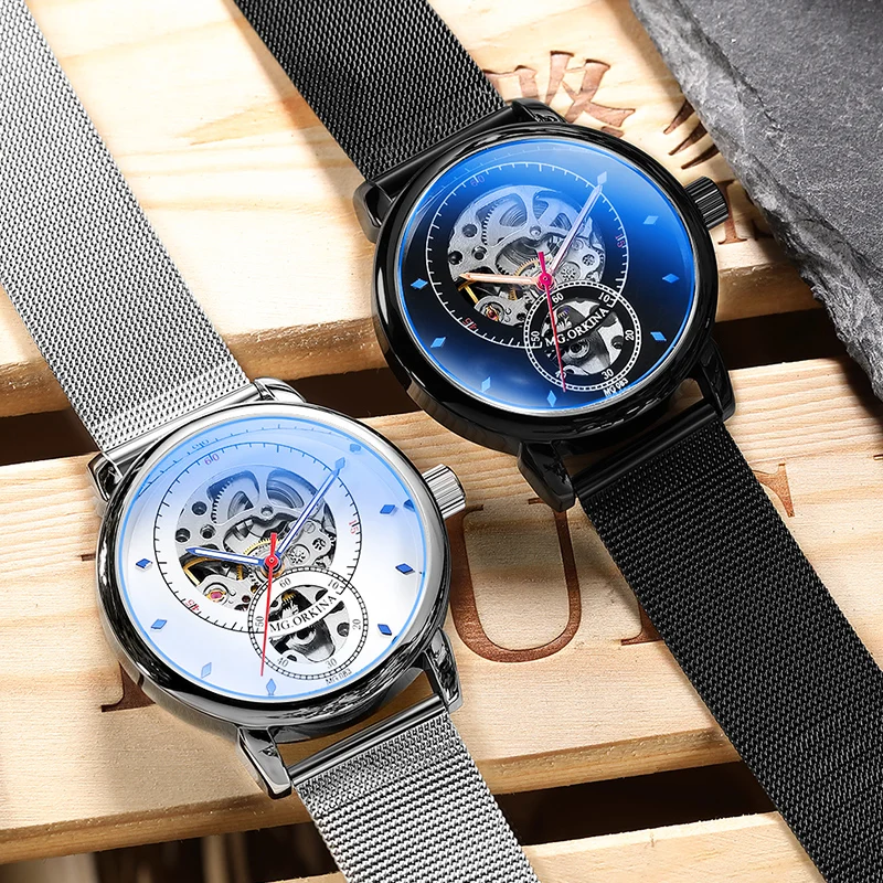 Уникальный креативный дизайн из нержавеющей стали с сетчатым ремешком для