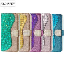 Leather Wallet S21 Case For Samsung Galaxy S21 FE S10E S9 S8 Plus S7 S6 Edge Glitter Magnetic Flip Cover J4 J6 Plus J530 Phone