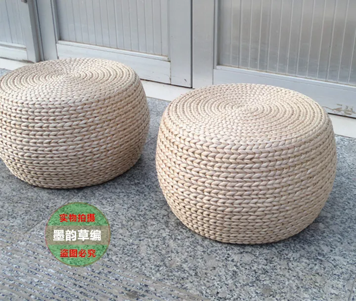 Круглая скамейка H1 из массива дерева простая маленькая круглая ротанга для обуви